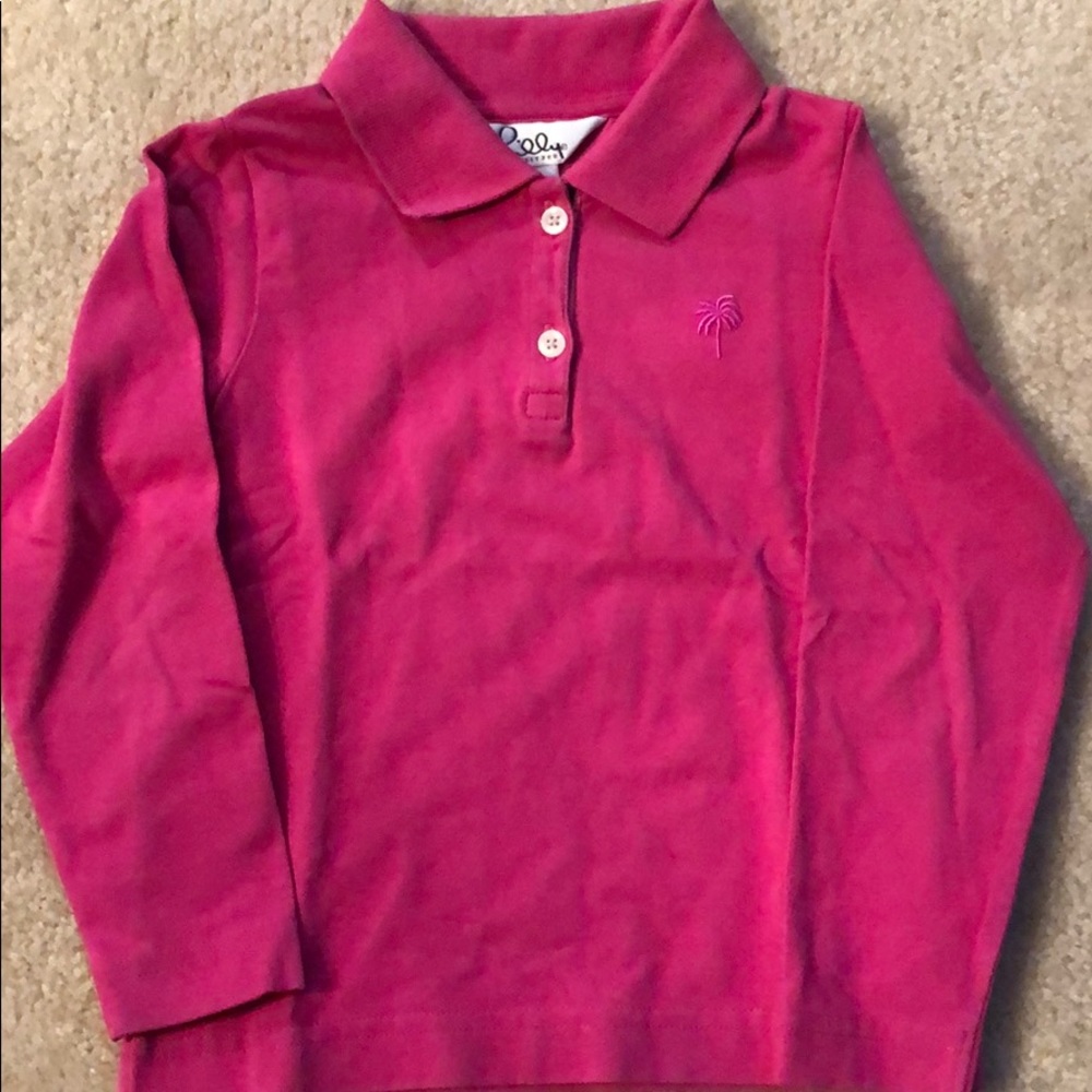 Girl 4 Lilly Pulitzer LONG Sleeve pink polo shirt